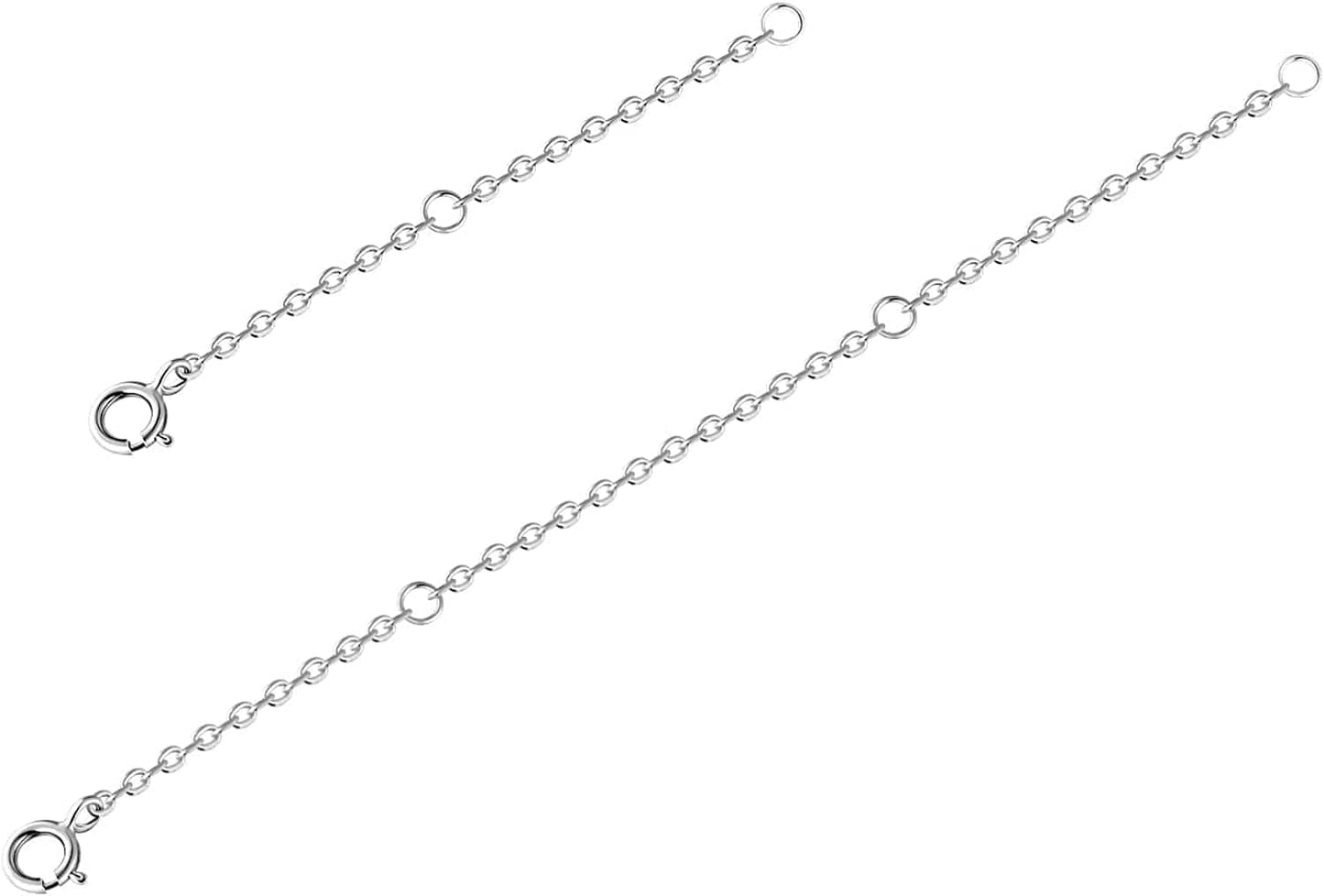 925 Sterling Silver Necklace Extenders Adjustable Extension Chain for Necklace Bracelet Anklet 2 Pcs Apparel & Accessories > Jewelry > Anklets VOLUKA A-White gold plated extenders(2"+4")  