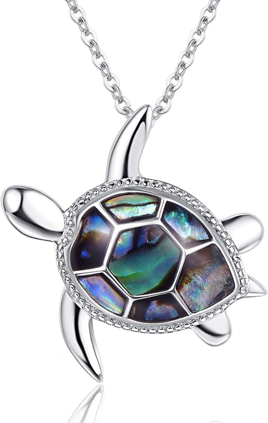 925 Sterling Silver Necklace Pendant Jewelry Women Birthday Stocking Stuffers for Her… Natural Abalone-A