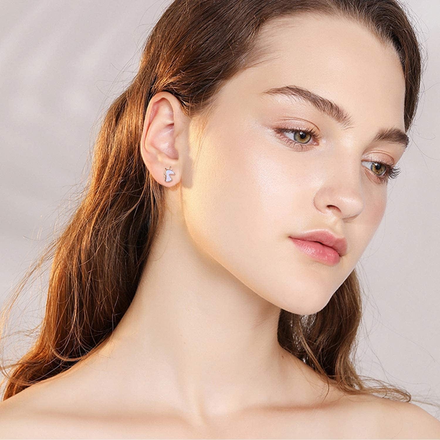 925 Sterling Silver Opal Animal Studs Earrings for Sensitive Ears Jewelry Gifts for Women Girls