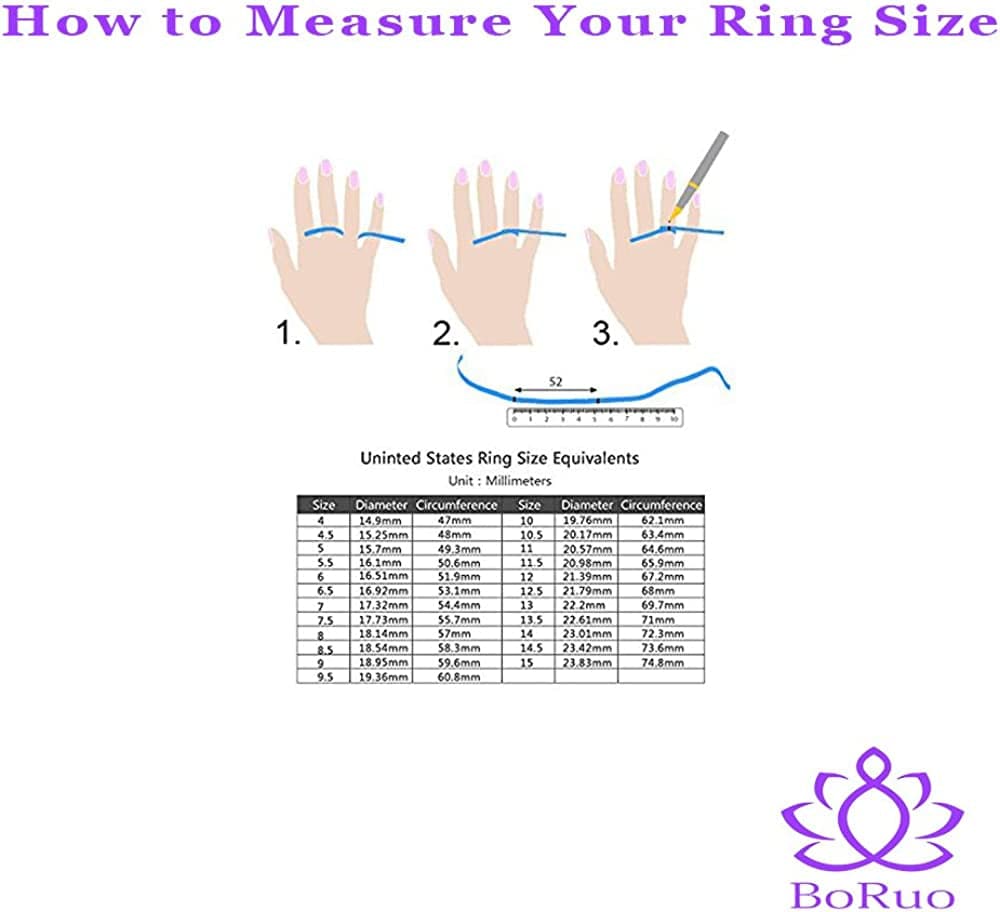 925 Sterling Silver Ring Boruo Celtic Knot Heart Cross High Polish Tarnish Resistant Eternity Wedding Band Stackable Ring