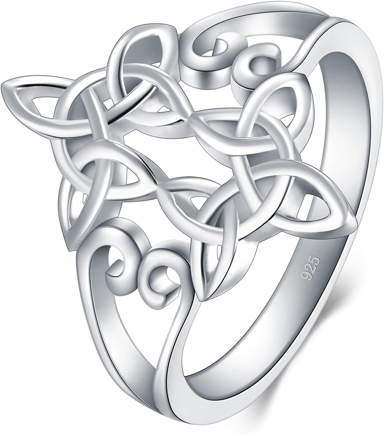 925 Sterling Silver Ring Boruo Celtic Knot Heart Cross High Polish Tarnish Resistant Eternity Wedding Band Stackable Ring