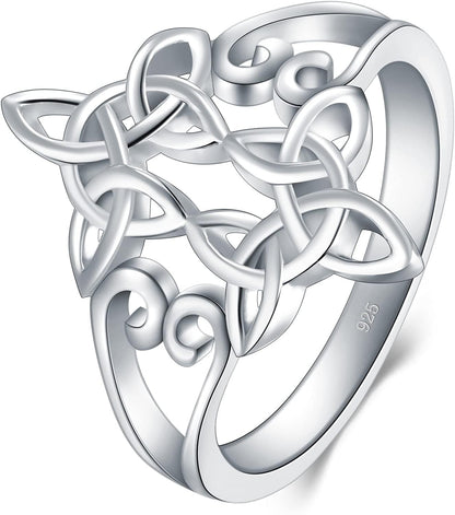 925 Sterling Silver Ring Boruo Celtic Knot Heart Cross High Polish Tarnish Resistant Eternity Wedding Band Stackable Ring