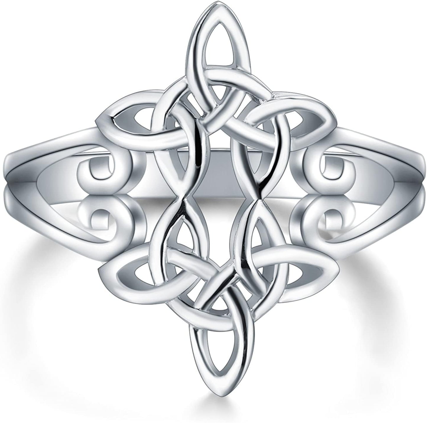 925 Sterling Silver Ring Boruo Celtic Knot Heart Cross High Polish Tarnish Resistant Eternity Wedding Band Stackable Ring Celtic Cross 1 / 9.5