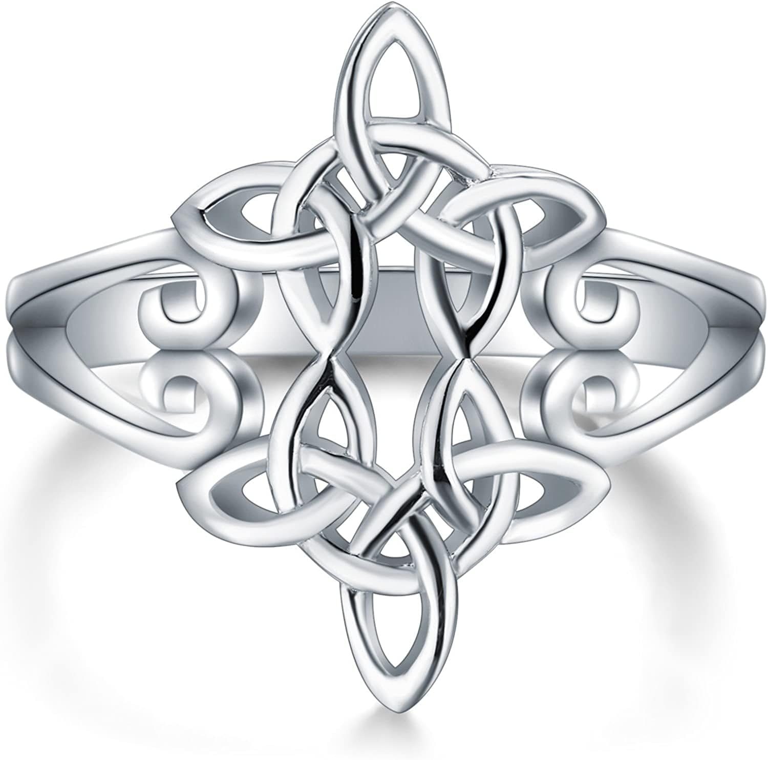 925 Sterling Silver Ring Boruo Celtic Knot Heart Cross High Polish Tarnish Resistant Eternity Wedding Band Stackable Ring Celtic Cross 1 / 9.5