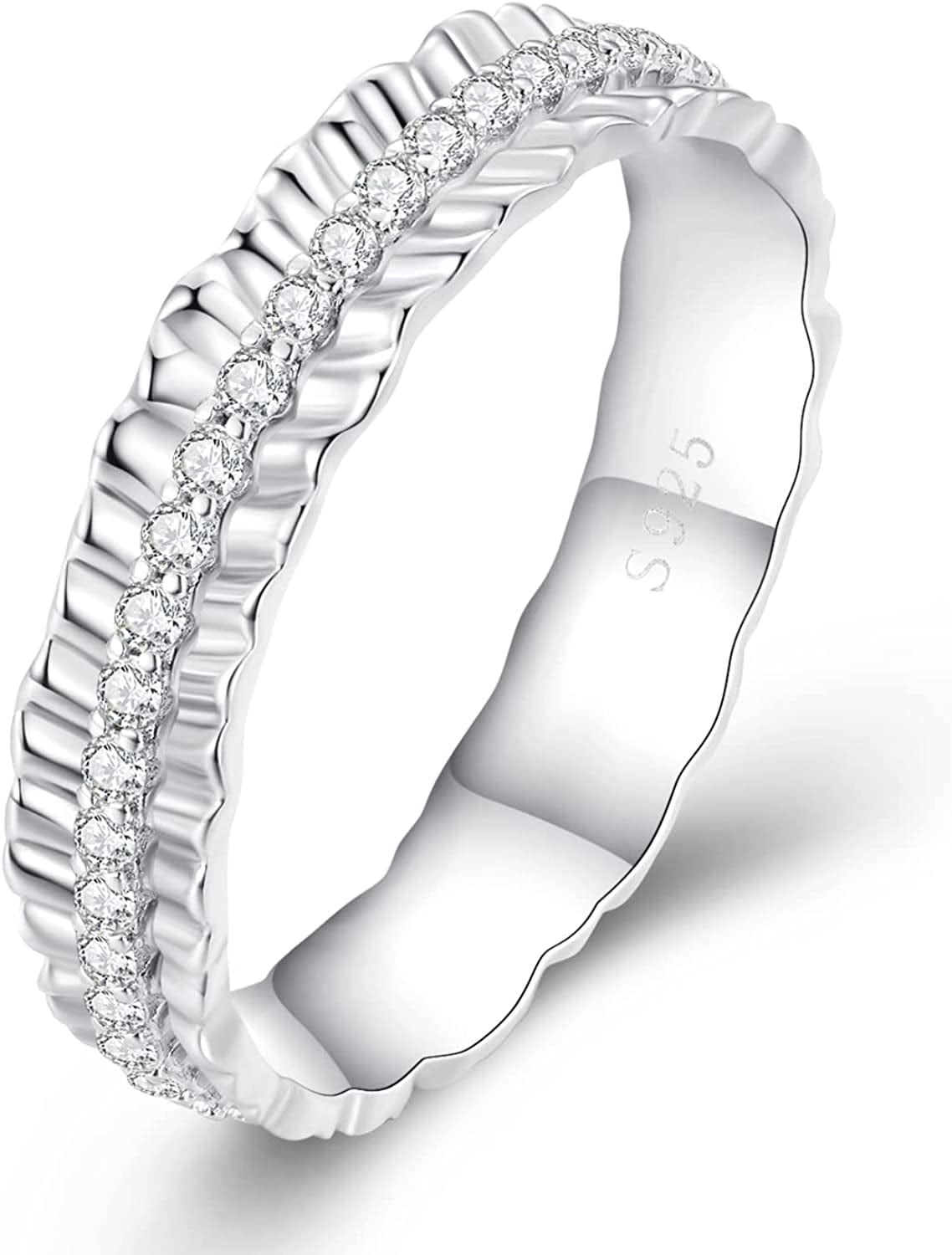 925 Sterling Silver Ring for Women Girls Love Heart,Cat,Mouse,Cubic Zircon(Different Size) Lace Floral / 7