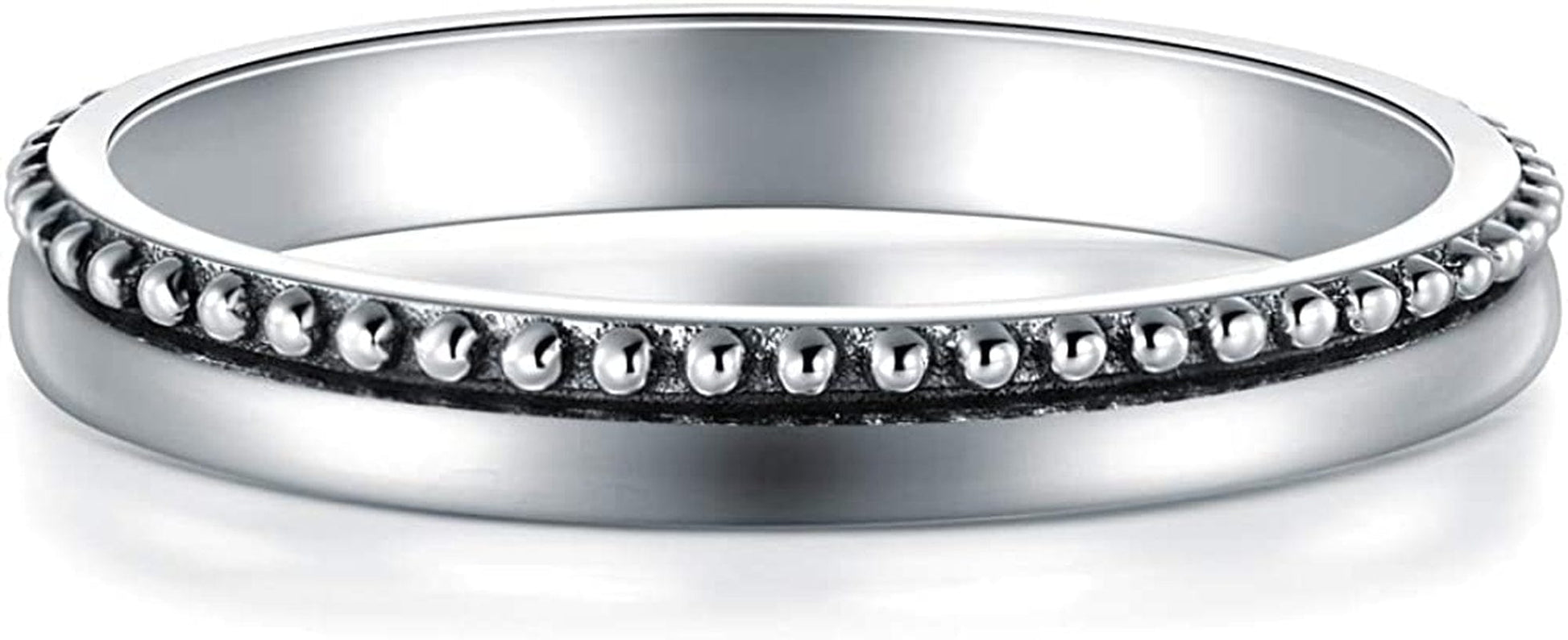 925 Sterling Silver Ring High Polish Thin Beaded Bali Stackable Tarnish Resistant Engagement Wedding Band 2Mm Ring 4-12