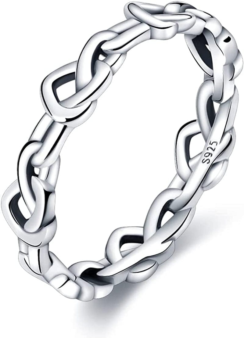 925 Sterling Silver Ring, Thumb Stackable High Polish Comfort Fit Band Ring,For Man Women Teen Knot heart ring / 7