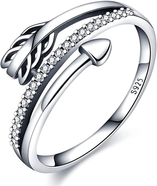 925 Sterling Silver Ring, Thumb Stackable High Polish Comfort Fit Band Ring,For Man Women Teen Encircling arrow ring / 7