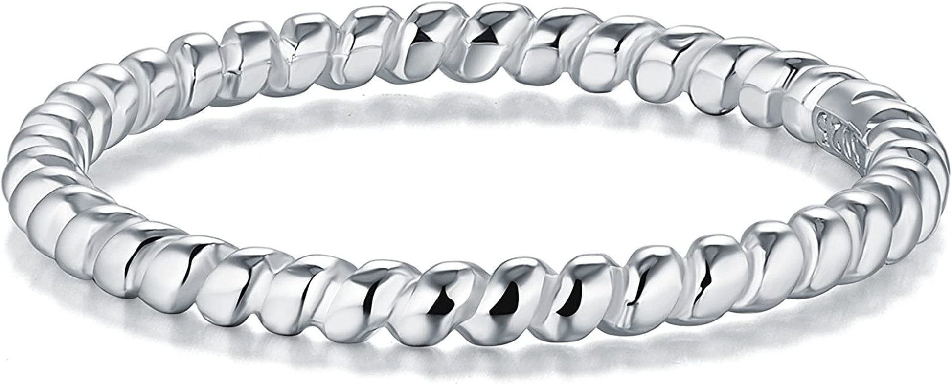 925 Sterling Silver Ring, Twisted Eternity Band Stackable Rings 2Mm Size 4-12
