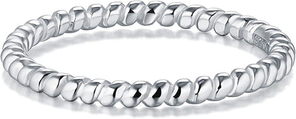 925 Sterling Silver Ring, Twisted Eternity Band Stackable Rings 2Mm Size 4-12