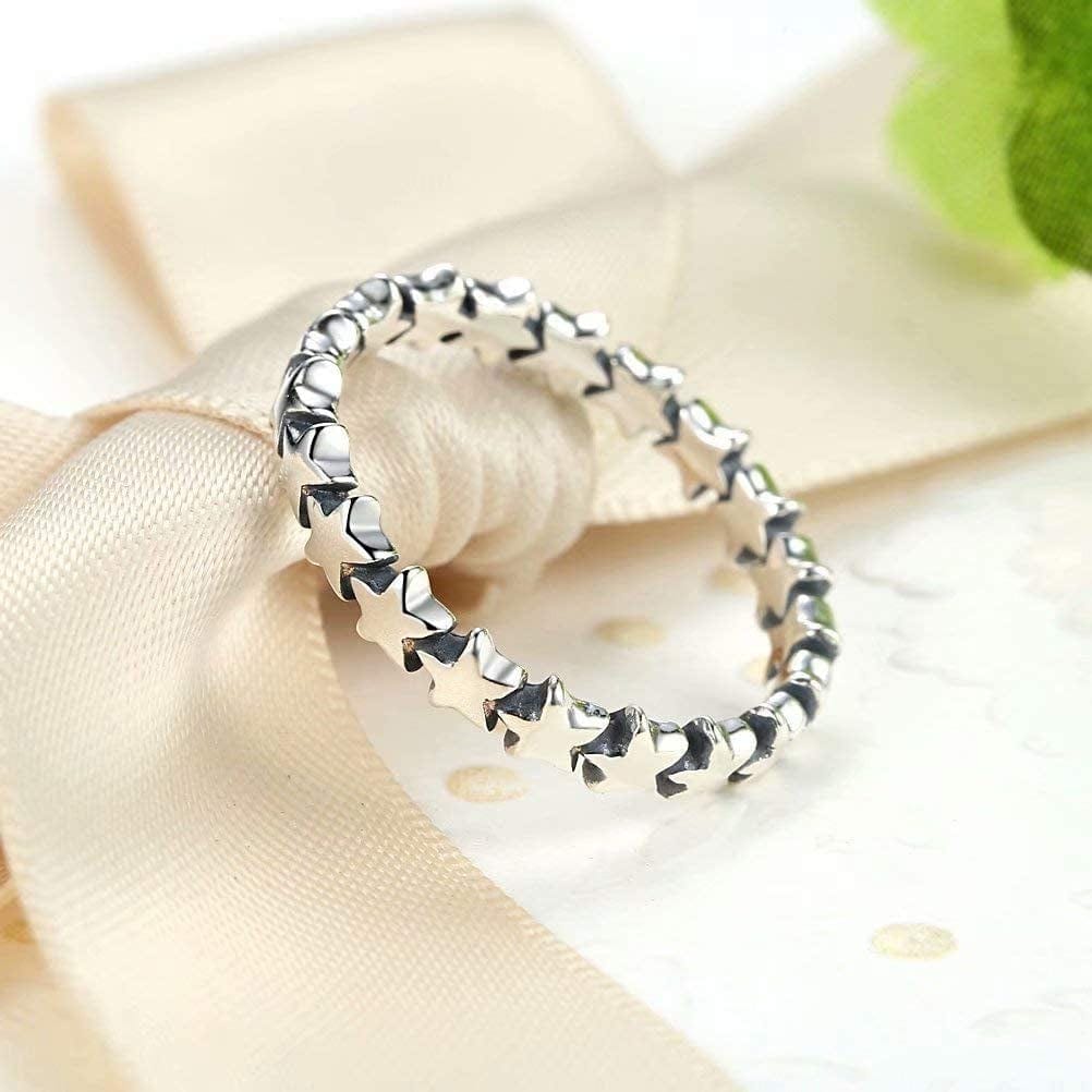 925 Sterling Silver Star Ring Stackable Rings Eternity Promise Rings for Her