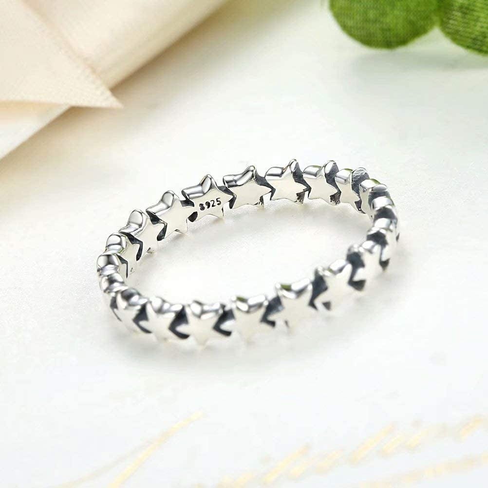 925 Sterling Silver Star Ring Stackable Rings Eternity Promise Rings for Her