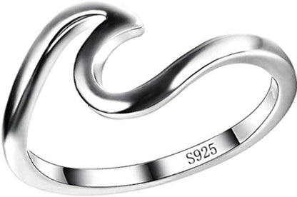 925 Sterling Silver Wave Girl Rings for Women Girls,Size 5-10 Size 6