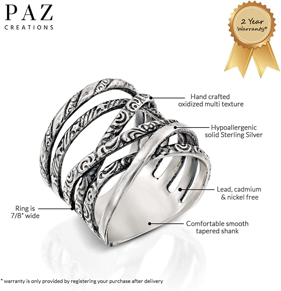 925 Sterling Silver Wrap Ring, Spiral Rings for Women, Antique Silver Rings, Statement Rings