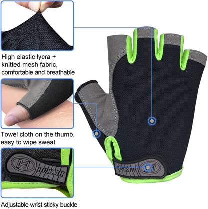 Huwaih Cycling Gloves for Men/Women anti Slip Shock Absorbing Biking Gloves Half Finger Gel Pad Bicycle Gloves Breathable Bike Gloves Apparel & Accessories > Clothing Accessories > Gloves & Mittens HuwaiH   