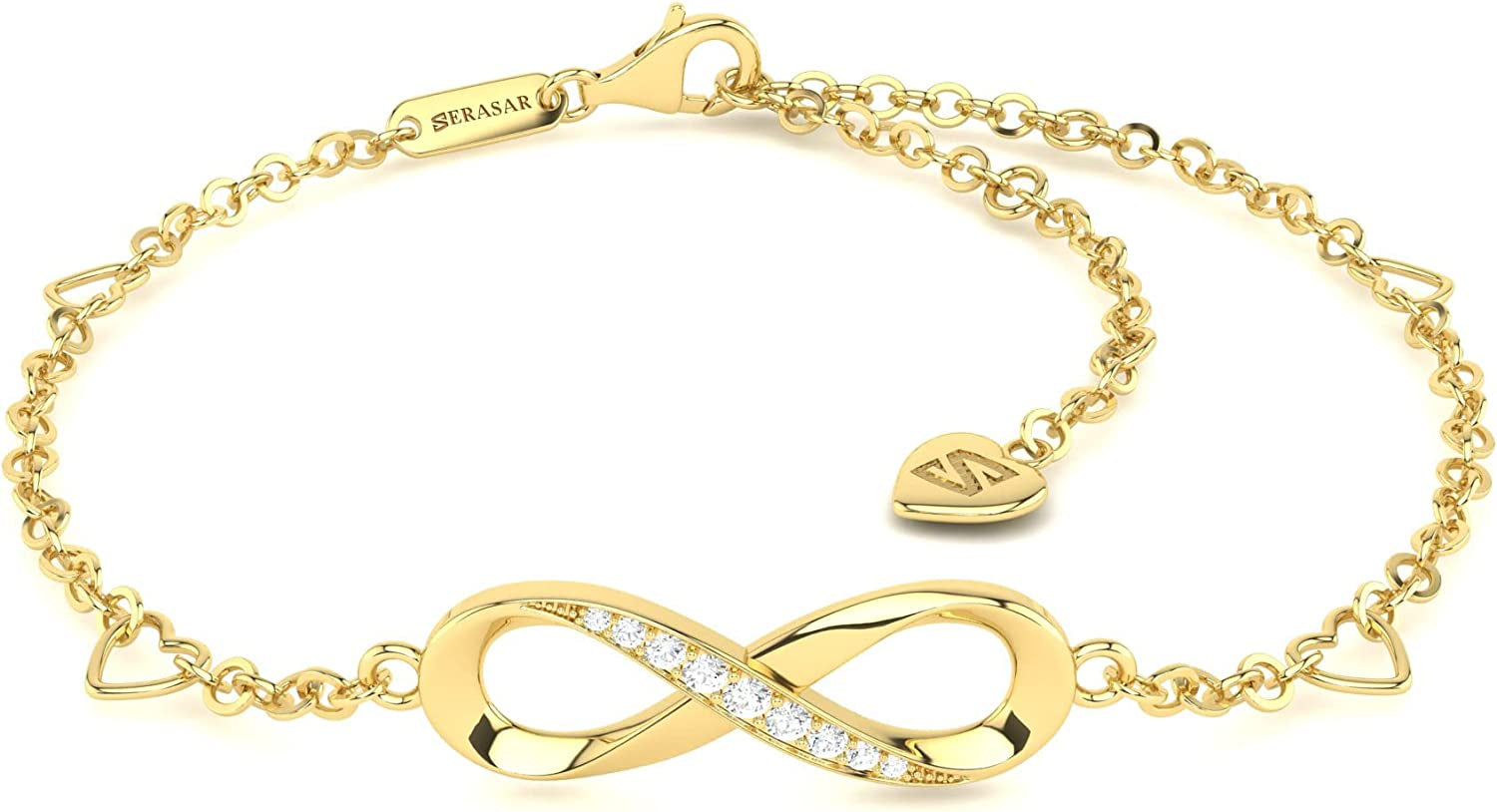 SERASAR | Infinity Sign Anklet [Infinity] for Ladies | 925 Sterling Silver with 18Ct Genuine Gold Plating | Adjustable Length | Jewellery Box Included Apparel & Accessories > Jewelry > Anklets SERASAR Gold  