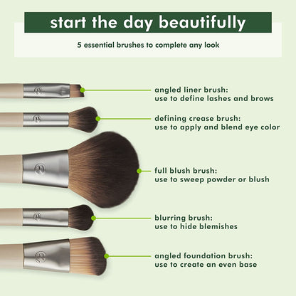 Ecotools Makeup Brush Set for Eyeshadow, Foundation, Blush, and Concealer with Bonus Storage Case, Start the Day Beautifully, Travel Friendly, 6 Piece Set Health & Beauty > Personal Care > Cosmetics > Cosmetic Tools > Makeup Tools EcoTools   