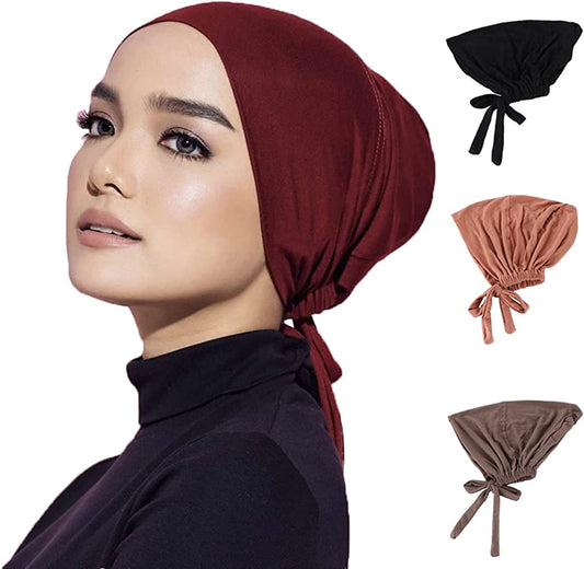 Chemo Headwear Hair Cover Inner Beanies Hat - 4 Packed Solid Bandana Skull Caps for Women Men Apparel & Accessories > Clothing Accessories > Headwear Qovelly Tc071-a1  