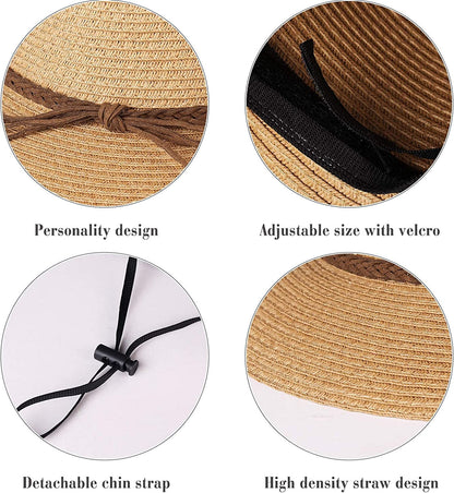 FURTALK Sun Hats for Women Summer Wide Brim UV UPF 50+ Panama Fedora Foldable Packable Straw Beach Hat Ivory Apparel & Accessories > Clothing Accessories > Hats KYLIE MAX   