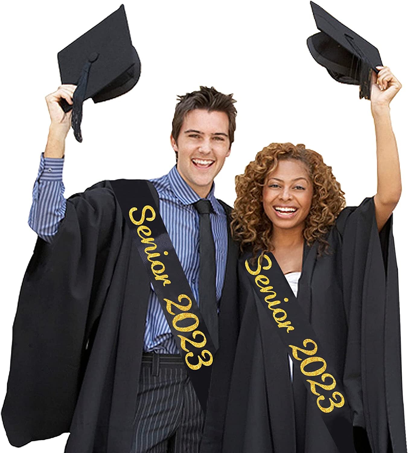 Black Senior 2023 Satin Sash - 2023 Graduation Sash - Finally Graduated - Senior Cheer Sash - Cheerleader Sash - Competition Sash Apparel & Accessories > Clothing Accessories > Sashes Partyprops   
