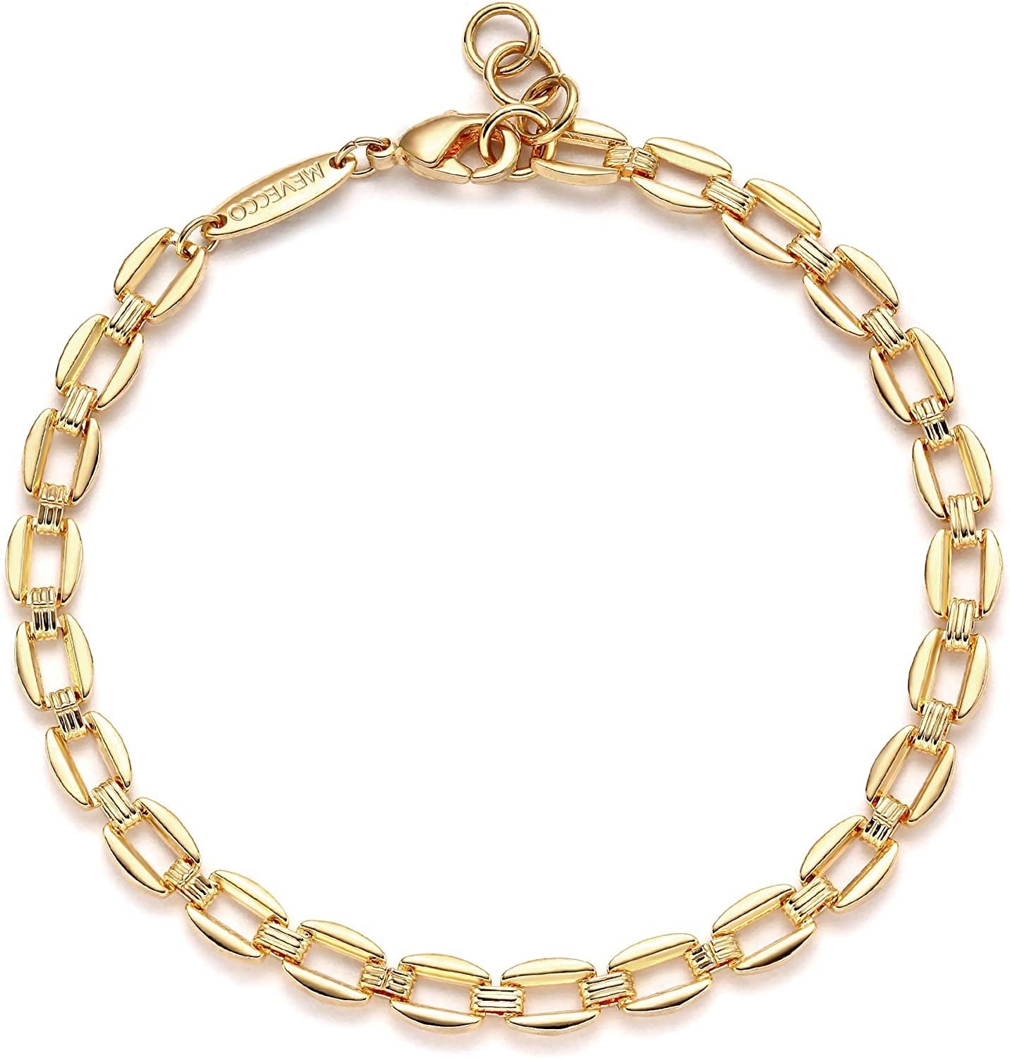 MEVECCO Gold Beaded Bracelets,18K Gold Plated Handmade Cute Satellite Diamond Cut Oval and round Beads Rope Chain Dainty Bracelet for Women Apparel & Accessories > Jewelry > Bracelets Mevecco Link Box  