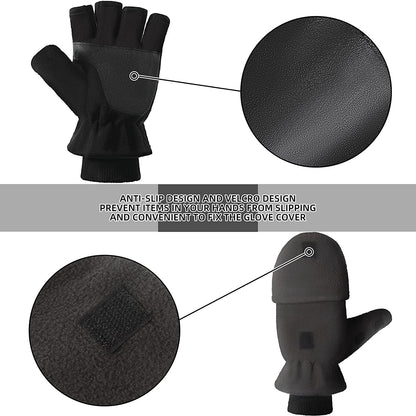 SATINIOR 2 Pairs Convertible Flip Top Mittens Fingerless Thermal Gloves Warm Winter Windproof Fleece Gloves for Men, Black, 20 Cm/ 7.87 Hes Apparel & Accessories > Clothing Accessories > Gloves & Mittens SATINIOR   