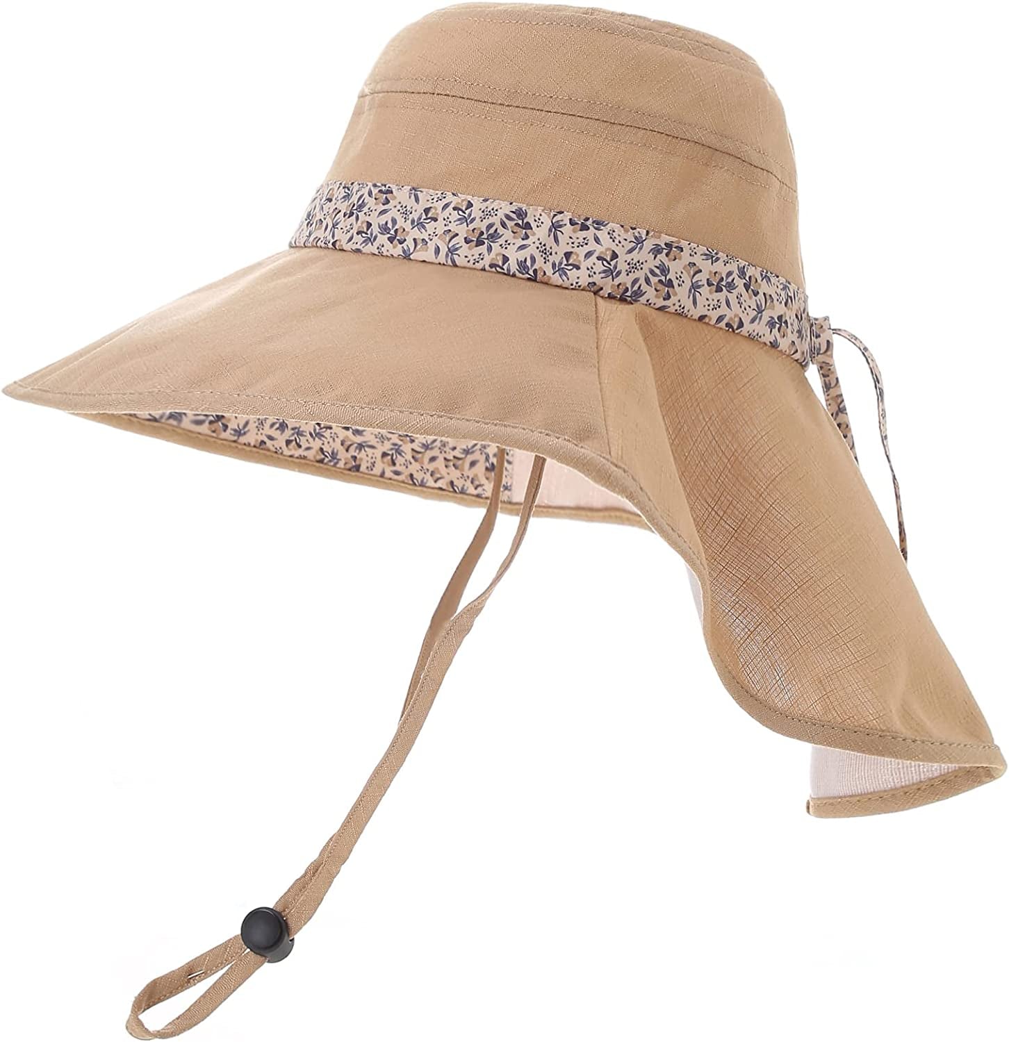 Sun Hats for Women Foldable Wide Birm Boonie Hat Adjustable UV Protection Fishing Hiking Hat with Windproof Tether Apparel & Accessories > Clothing Accessories > Hats LMLALML Khaki One Size 