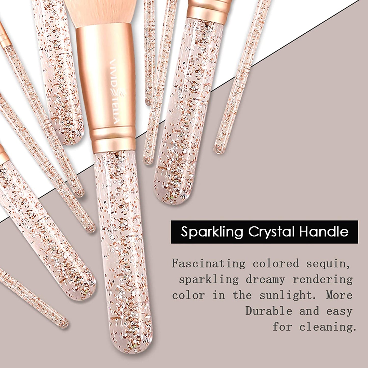 Vivid Tella Makeup Brushes 10 Pcs Crystal Transparent Handle Acrylic Cosmetic Brush Set Travel Makeup Bag Beauty Tool for Women Girls Health & Beauty > Personal Care > Cosmetics > Cosmetic Tools > Makeup Tools VIVID TELLA   