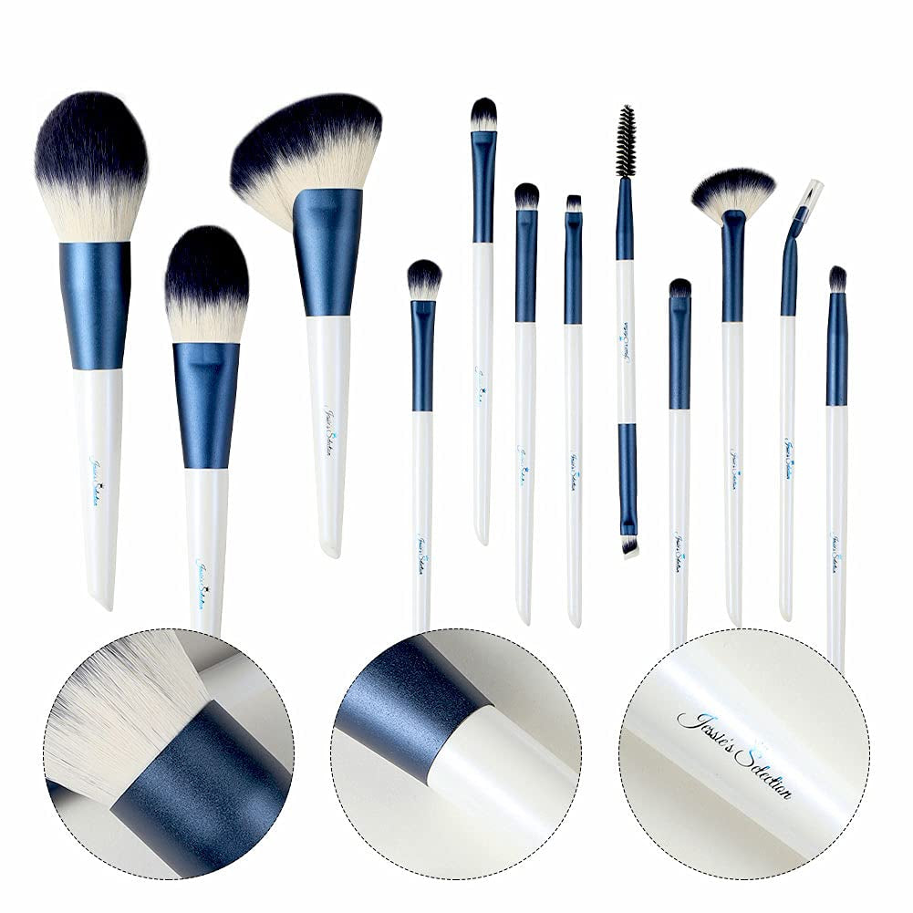 JESSIE'S SELECTION Makeup Brushes 12 Pcs Professional Makeup Brush Set with Brush Holder Makeup Brush Cleaner Eyeshadow,Blush,Lip,Concealer,Face Mask,Blending,Full Face Cosmetic Makeup Kit Health & Beauty > Personal Care > Cosmetics > Cosmetic Tools > Makeup Tools jessie's selection   