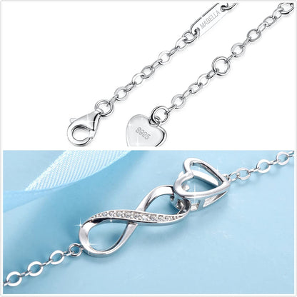 MABELLA Anklets Bracelet 18K Gold Plated Sterling Silver Adjustable Infinity Endless Love Heart Charm Jewelry Gifts for Her Apparel & Accessories > Jewelry > Anklets MABELLA   