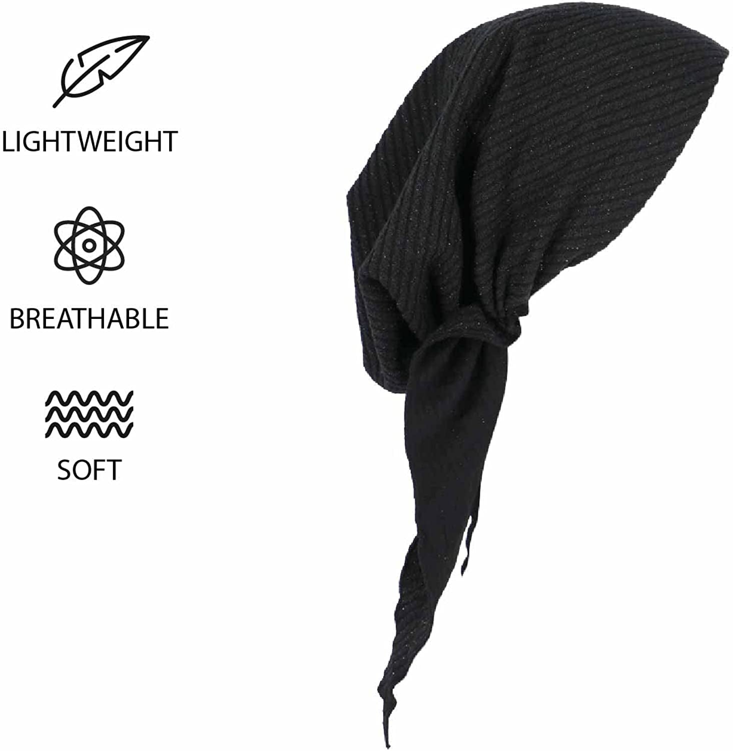 Madison Headwear Pretied Head Scarves for Women Featuring a Unique Sparkly Foil Finish and Stretchy Ribbed Fabric Apparel & Accessories > Clothing Accessories > Headwear Madison Headwear   
