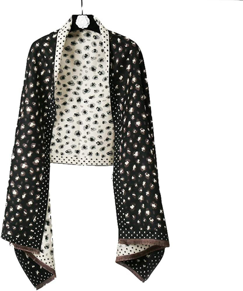 Jeelow Winter Pashmina Blanket Scarfs Shawls Wraps Open Front Poncho Cape for Women Wedding Evening Dresses Apparel & Accessories > Clothing Accessories > Scarves & Shawls Jeelow Leopard  