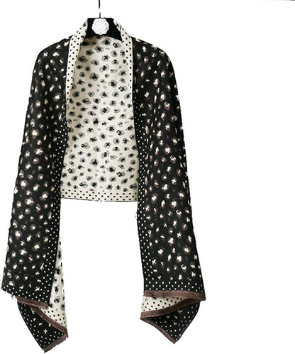 Jeelow Winter Pashmina Blanket Scarfs Shawls Wraps Open Front Poncho Cape for Women Wedding Evening Dresses Apparel & Accessories > Clothing Accessories > Scarves & Shawls Jeelow Leopard  