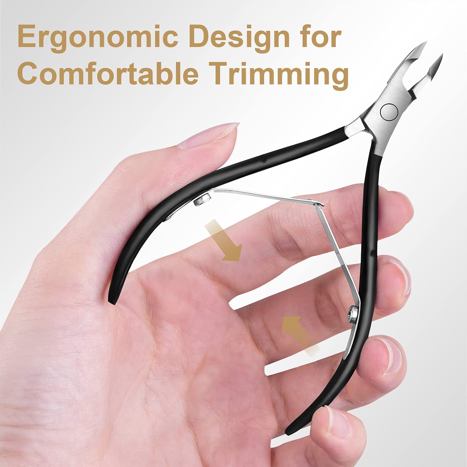 Cuticle Trimmer with Cuticle Pusher, Easkep Cuticle Remover Cuticle Nipper Professional Stainless Steel Cuticle Cutter Clipper Pedicure Manicure Tools for Fingernails and Toenails (D501-Black) Health & Beauty > Personal Care > Cosmetics > Cosmetic Tools > Nail Tools Easkep   