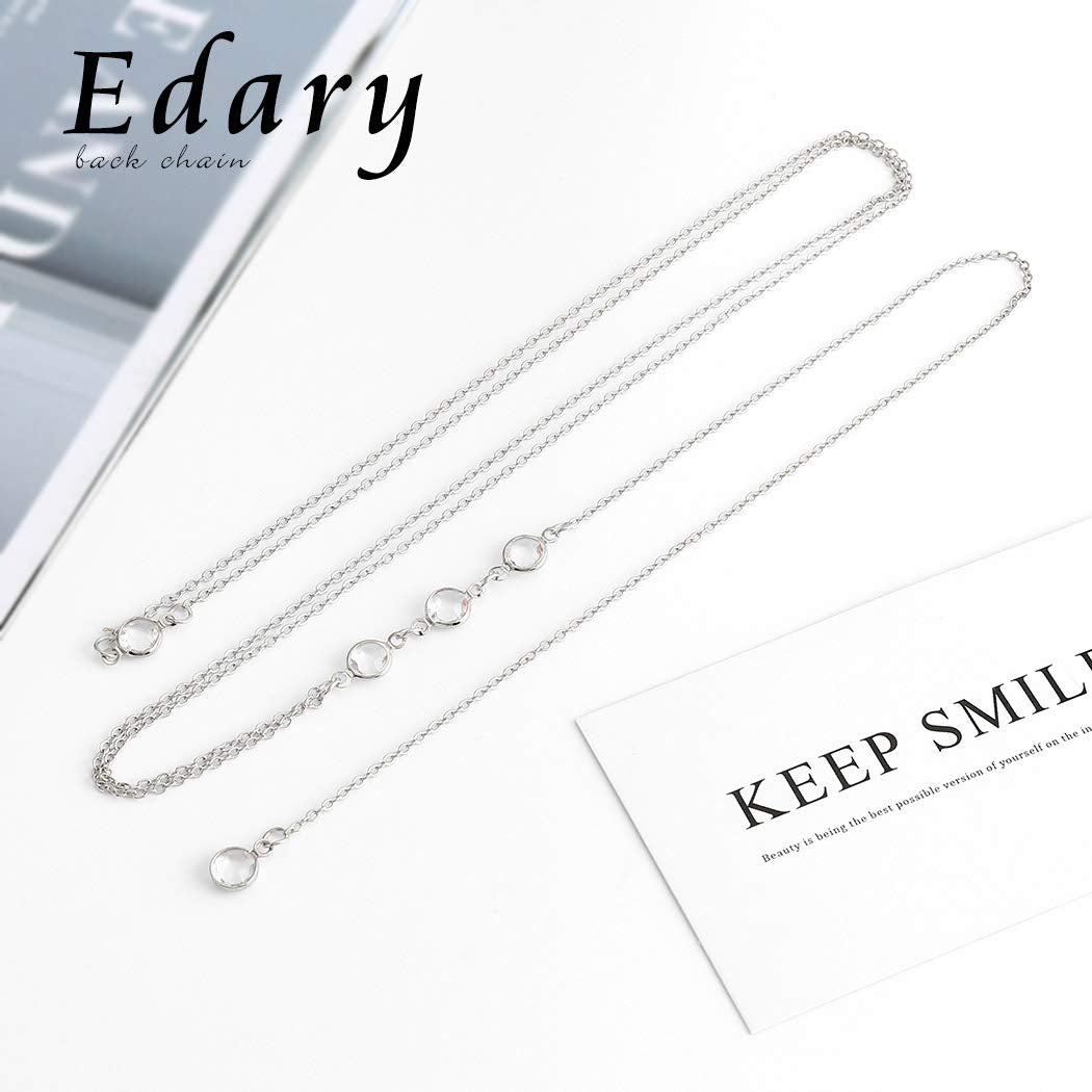 Edary Crystal Back Chain Sexy Beach Body Chain Harness Bikini Chain Fashion Body Jewelry Accessories for Women and Girls (Silver) Apparel & Accessories > Jewelry > Body Jewelry Edary   