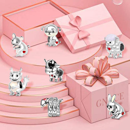 GNOCE Animal Charm Bead Sterling Silver Zodiac Signs Charm Bead Fit Bracelet/Necklace Jewelry Gift for Women Mens Apparel & Accessories > Jewelry > Bracelets GNOCE   