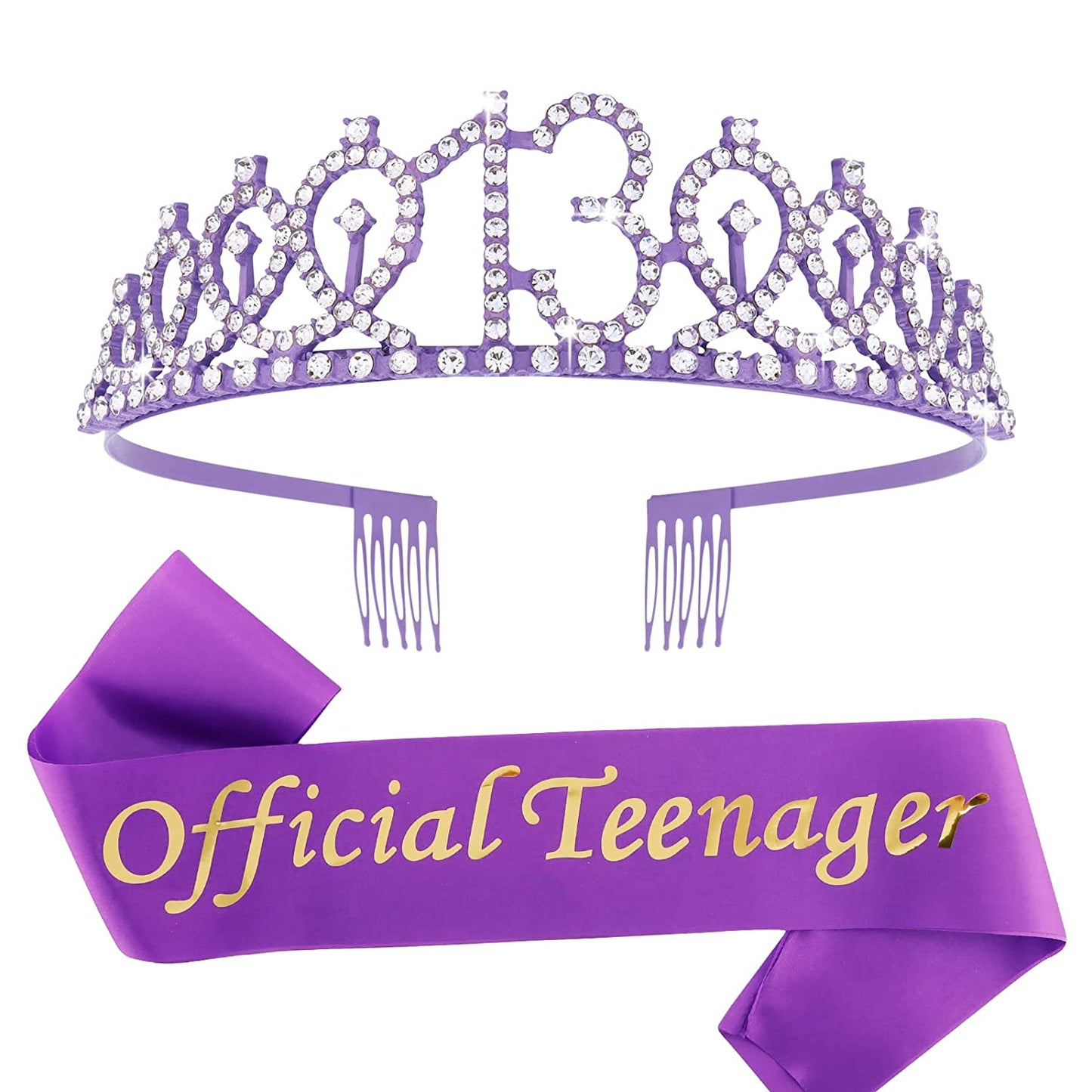 Sweet 16 Birthday Decorations Purple, 16Th Birthday Gifts for Girls, Sweet 16 Crown and Sash, 16Th Birthday Sash, Sweet 16 Sash and Tiara, Birthday Girl, Happy 16Th Birthday Party Supplies Cake Topper Apparel & Accessories > Clothing Accessories > Sashes CIEHER Purple 13th Sash & Tiara Set  