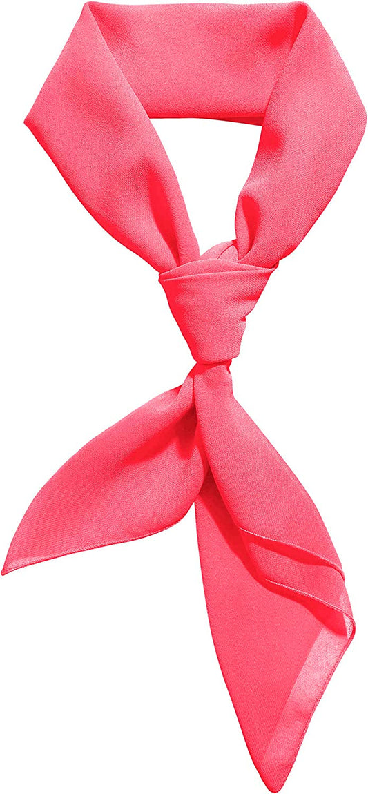 Chiffon Scarf Ribbon Neck Scarf Square Handkerchief 23"X23" 26"X26" 30"X30" Apparel & Accessories > Clothing Accessories > Bandanas & Headties Comsite Neon Pink 26"x26" 