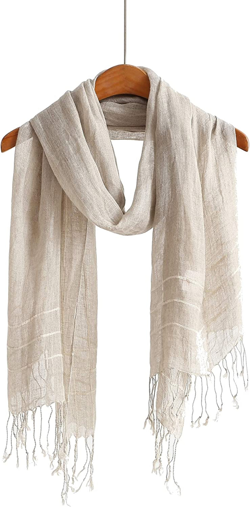 Jeelow Lightweight Summer Scarf Light Shawl Wrap Linen Feel Scarves for Men and Women Apparel & Accessories > Clothing Accessories > Scarves & Shawls Jeelow Linen Stripe  