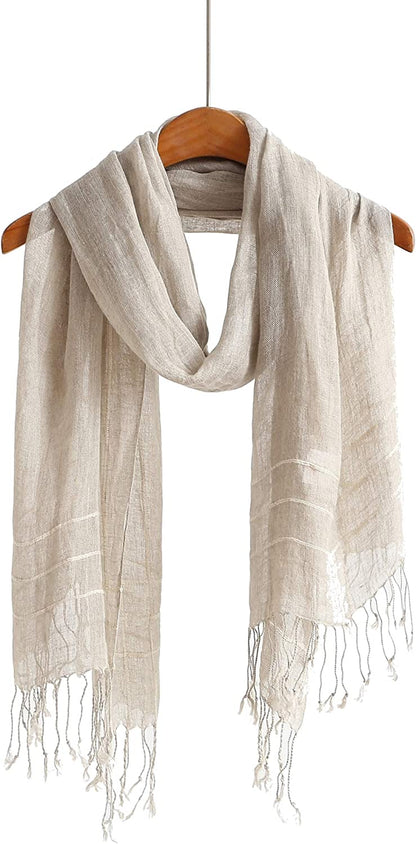 Jeelow Lightweight Summer Scarf Light Shawl Wrap Linen Feel Scarves for Men and Women Apparel & Accessories > Clothing Accessories > Scarves & Shawls Jeelow Linen Stripe  