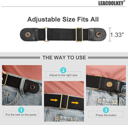 No Buckle Stretch Belt for Women/Men—2 Pack Elastic Invisible Belt for Jeans Apparel & Accessories > Clothing Accessories > Belts LEACOOLKEY   