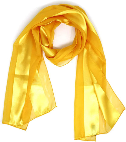 Scarfs for Women Lightweight Soft Silky Scarves 60" Long Satin Chiffon Stripe Neckerchief Gold Red Pink Black More Apparel & Accessories > Clothing Accessories > Scarves & Shawls SERENITA Dark Yellow  