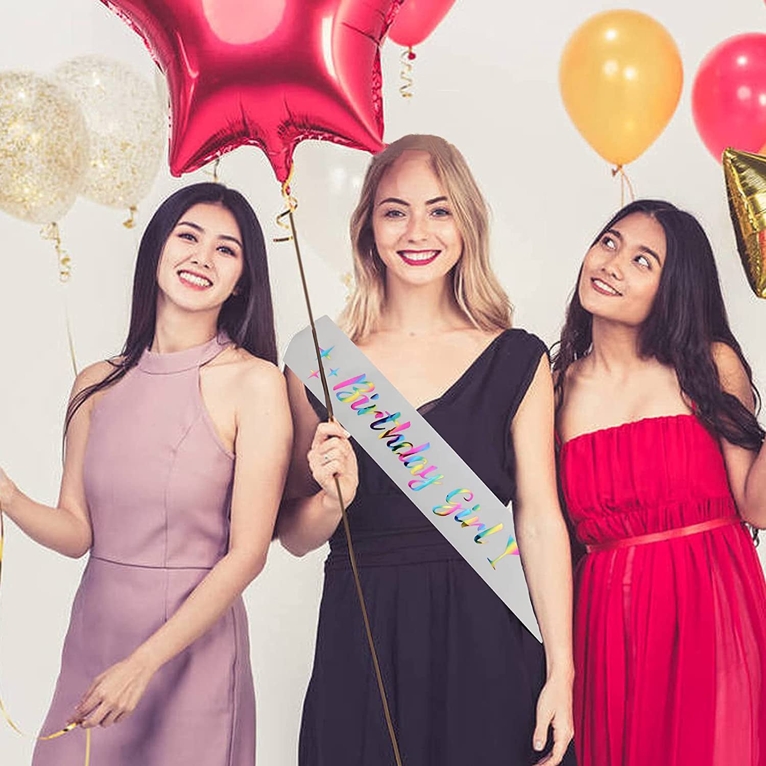 Memeyou Birthday Girl Sash,Birthday Sash for Women, Glitter Colorful Satin White Sash,Happy Birthday Princess Gifts for Little Girls,Sweet Funny Party Supplies Accessories for Kids Apparel & Accessories > Clothing Accessories > Sashes memeyou   
