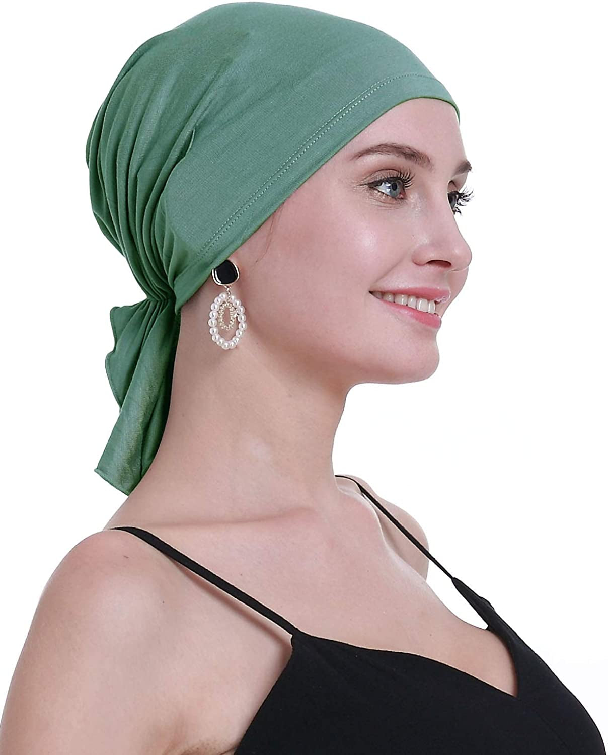 Osvyo Bamboo Chemo Headscarf for Women Hair Loss - Cancer Slip on Headwear Turbans Sealed Packaging Apparel & Accessories > Clothing Accessories > Headwear osvyo Bamboo Pinkish Green One Size 