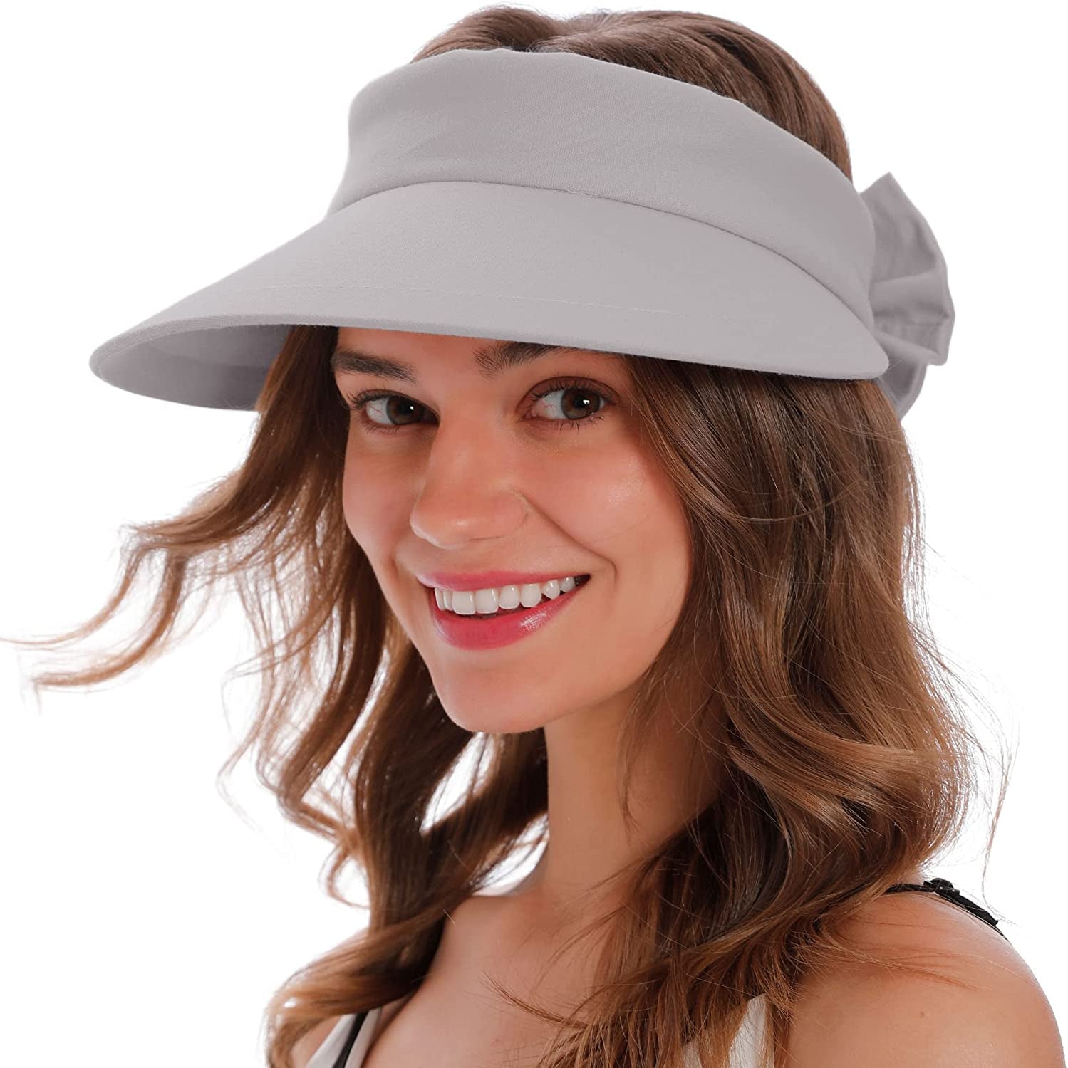 Simplicity Women'S UPF 50+ UV Protection Wide Brim Beach Sun Visor Hat Apparel & Accessories > Clothing Accessories > Hats Simplicity Grey  