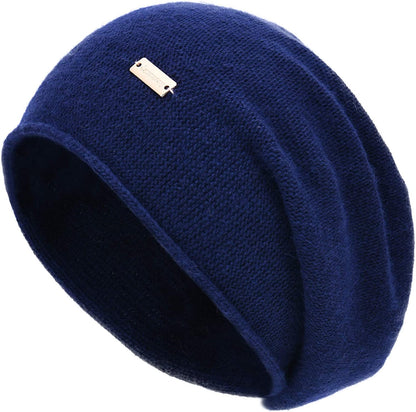 Jaxmonoy Cashmere Slouchy Knit Beanie Hat for Women Winter Soft Warm Ladies Wool Knitted Skull Beanies Cap Apparel & Accessories > Clothing Accessories > Hats jaxmonoy Navy  