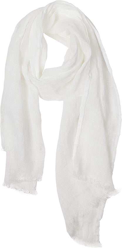 Lusie'S Linen Scarf - 100% Linen - Imported from Europe Apparel & Accessories > Clothing Accessories > Scarves & Shawls LUSIE'S LINEN White  