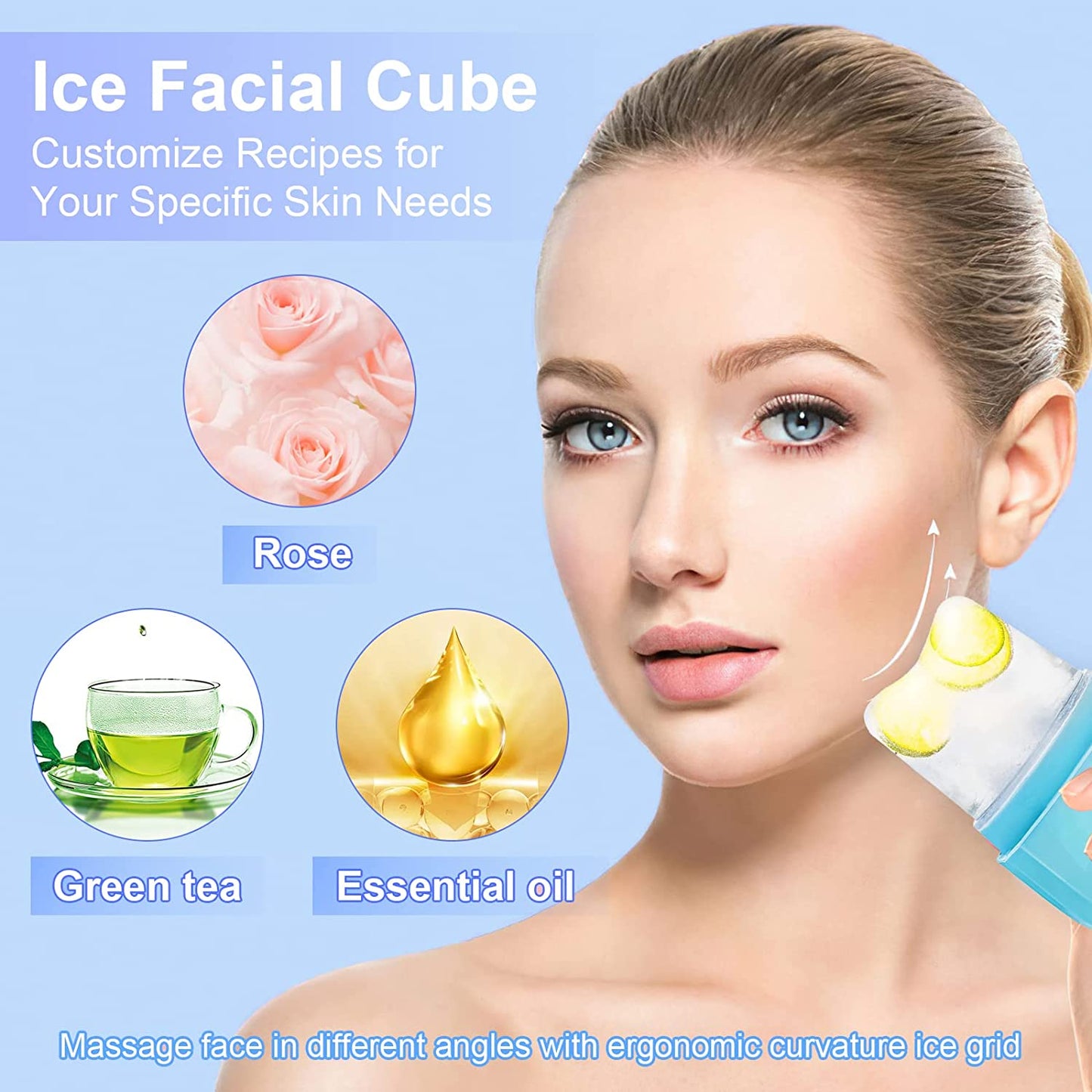 Ice Face Roller,Ice Roller for Face & Eye Beauty Ice Contour Cube Skin Care Tools for Facial Treatment Reusable Silicone Ice Mold for Face Beauty Massage Ice Tray Health & Beauty > Personal Care > Cosmetics > Cosmetic Tools > Skin Care Tools YQHIGH   