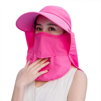 Women Sun Wide Brim UV Protection Fishing Hats Foldable Ponytail Summer Hat with Detachable Flap Apparel & Accessories > Clothing Accessories > Hats HICOSKY Rose Pink  