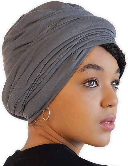 Head Wrap for Black Women - African Hair Wrap & Hair Scarf - Jersey Hair Turbans for Women - Soft & Breathable Headwrap Apparel & Accessories > Clothing Accessories > Bandanas & Headties Olivia Sylx Charcoal Gray  